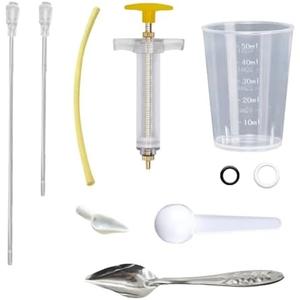 SQUSIMEI 8 Pcs Bird Feeding Syringe Set Feeding Tubes for Baby Birds Parrot Hand Feeding Syringe Pet Syringe Feeding Tube Stainless Steel Metal Feeding Spoon Small Animals (20ml-Set of Eight)