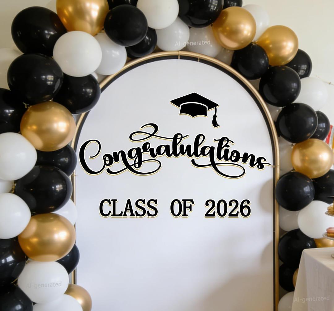 Congratulation Class of 2026 Wall Decal Congratulations Wall Decal Senior Graduation Party Arch Decoration Black