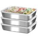 GIUOIDUO stainless steelFood Storage Containers setsstorage box with lidfreezer FrozenKitchen tray with lidOven plateSide dish plate Freezer & Dishwasher Safe, PCS 3