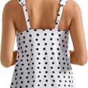 SUUKSESS Women Ruffle High Waisted Tankini Swimsuit Tummy Control Bathing Suit (White, L)