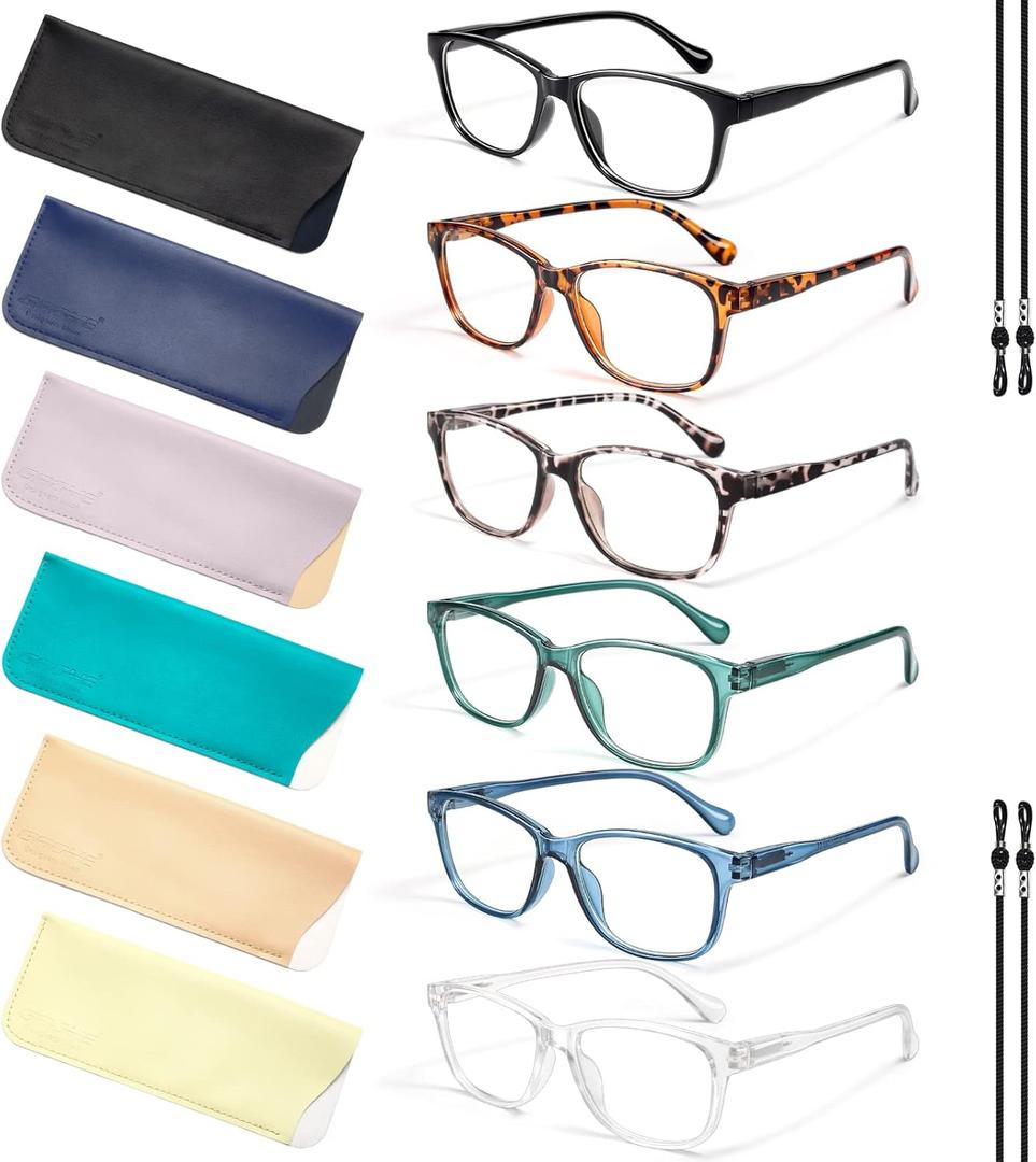 Gaoye Blue light Reading Glasses for Women Men Prescription Readers Mens Womens 6 Pack Bluelight Blocking Computer Eyeglasses (Mix)