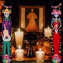 2 Pieces Day of The Dead Decorations Porch Sign Door Banner, Dia De Los Muertos Decor Mexico Party Decorations for Altar,, Halloween Welcome Hanging Flag Indoor Outdoor Decor for Front Door 11.8x70.9