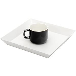 Youngever 2 Pack Plastic Serving Trays, Square Serving Platter for Parties, 10 inch x 10 inch (White)
