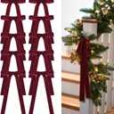 Burgundy 24 Pcs Velvet Bows Christmas Tree Ornaments Valentines Day Bows Decoration for Garland Home Coquette Wedding Decor (9 x 13 Inch, Width of 1")