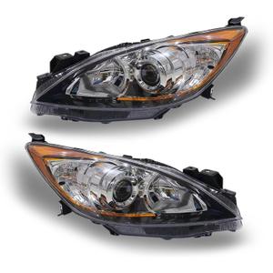 2 Pcs Front Headlight Assembly, Compatible with 20102013 Mazda3, 4-Doors