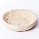 YeasHome Beige Travertine Decorative Bowl, 7.8" Diameter x 2" Height, Handmade, Perfect for Entryway Key Bowl, Fruit, Kitchen Counter, Dining Table Centerpiece, Office Decor & Coffee Table