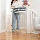 Perma Child Safety Baby Gate for Stairs & Doorways, Pressure Mount No-Drill | Fits 28.8-40.1 in openings, auto-close walk-through, one-hand, ultra-low bar, no-drill pressure mount, baby & dog stair gate