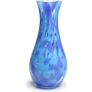 Ca D Oro Glass Vase Blue Confetti Effect Hand Blown Murano-Style Art Glass for Flower, Room Decoration and Centerpiece - Model N 83