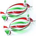 Maxcheck 2 Pcs Christmas Candy Platter Glass Candy Dish Tray Decorative Dessert Plate for Xmas Parties Holiday Treats Bowls Crystal Fruit Plates for Party Snack Storage (Large,Red Green)