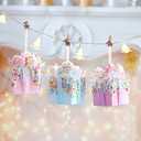 Gift Box Hanging Ornament, 3pcs Pastel Color Glittery Xmas Wrapped Present Pendant, Large Size Macaron Decorations for Christmas Tree Decor and Party Supplies