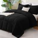 CozyLux Black Comforter King - King Size Comforter Set, 3 Pieces Box Stitched Bed Set for All Seasons, Soft Lightweight Bedding Sets with 1 Down Alternative Comforter and 2 Pillow Shams