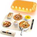 Coanto Food Warming Mat, Electric Warming Tray for Buffets & Parties, Silicone Heating Mat with 7 Temperature Settings, Roll-Up Storage, 17.91"x12.8", Beige