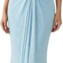OYOANGLE Women's Halter Maxi Dress Deep V Neck Sexy Wedding Guest Dresses (Blue, S)