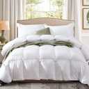 Globon King Size Down Comforter - All Season Duvet Insert with Medium Warmth, Soft and Noiseless Shell,8 Corner Tabs, and Machine Washable - White