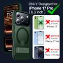 2 x xiwxi for iPhone 17 Pro Case with Kickstand,[Compatible with Magsafe][1*Screen Protector],Military-Grade Protection & Anti-Yellowing,Magnetic Case for iPhone 17 Pro,Green
