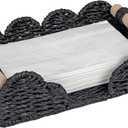 CubesLand Scalloped Napkin Holder for Bathroom Decor, Paper Rope Flat Napkin Dispenser Guest Towel Tray for Bathroom, Farmhouse Warm Napkin Holder for Table Dining Room Home Kitchen Decor, Black