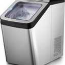 EUHOMY Nugget Ice Maker Countertop, Max 33lbs/day, 2 Way Water Refill, Self-Cleaning Pebble Ice Maker Machine with 3Qt Reservoir, Ice Makers Countertop Ideal for Home, Office, Bar, and Party. (Silver)