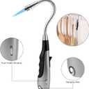 Butane Lighter Torch Long Jet Flame Windproof Lighter with Visual Fuel Window for Fireplace Kitchen Grill BBQ Camping, Black (No Butane Included)