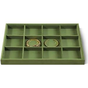 Yinbeini 12 Grid Velvet Jewelry Tray, Stackable Bracelet Bangle Watch Organizer, Premium Display Tray for Counter Drawer Showcase (Grey) 2-Count
