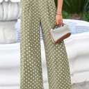 KIRUNDO Wide Leg Pants for Women 2026 Summer Flowy Polka Dot Trousers | Lightweight Dressy Palazzo Work Pant, Elastic High Waisted Pleated Slacks With Pockets, Business Casual Fall Vacation Outfits (Green, M)