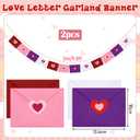 2 Pcs 19.7 ft Valentine Decoration Love Letter Garland Felt Love Heart Envelope Hanging Banner 6 Ft for Mantel Romantic Anniversary Engagement Wedding Garland Party Supplies(Multicolor)