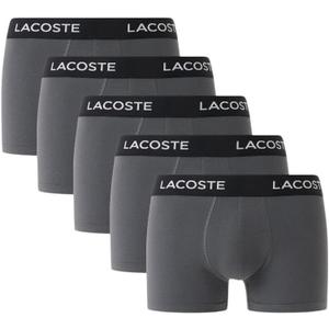 Lacoste Mens 5-Pack Regular Fit Boxer Trunk (Large, Shadow Grey)