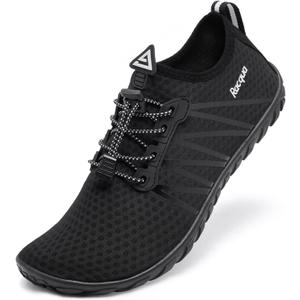 Racqua Men&Women Water Shoes Quick-Dry Non-Slip Aqua Shoes Outdoor Water Skiing Windsurfing Sailing Barefoot Beach Shoes Black 14.5 Women/ 13.5 Men