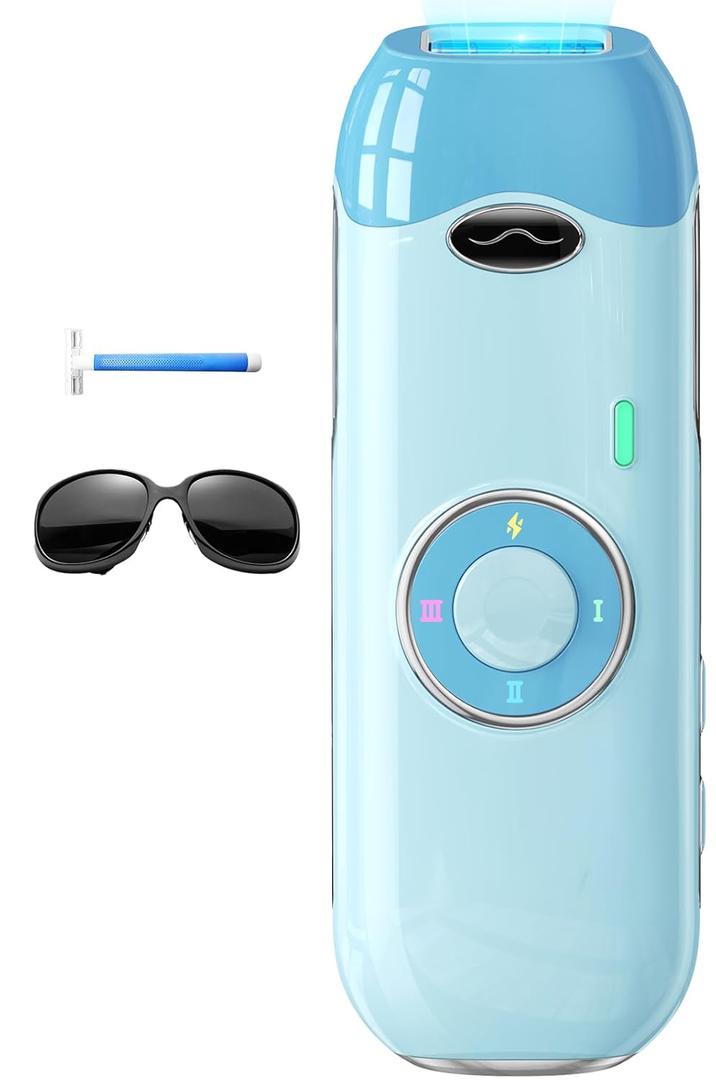 Laser Hair Removal for Women and Men - 5.2 cm Contact Nearly Painless, Powerful Long-Lasting IPL Hair Removal at-home, Effective in 14 Days with Ultra-fast Light Emission for Whole Body Use-Blue