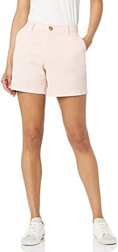 Amazon Essentials Women's Mid-Rise Slim-Fit 5 Inch Inseam Khaki Short, Pink, 2 Pack, 14