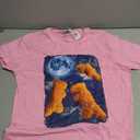Funny Food Tees Dinosaur Chicken Nuggets Howling At The Moon T-Shirt (Pink, M) Ladies