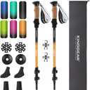 KINGGEAR Nordic Walking Stick, TP1 Hiking Poles Retractable Lightweight 7075 Aluminum, Trekking Poles with Flip Lock, Natural Cork and EVA Grip, 2pc Hiking Gear (Orange)