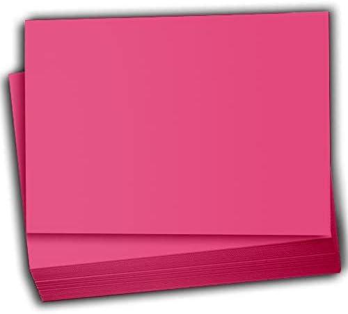Hamilco Colored Scrapbook Cardstock Paper 5x7 Card Stock Paper 65 lb Cover 100 Pack (Fuchsia Pink)