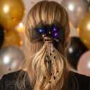 2 x Yokawe LED Light Up Hair Bow Clip,Black Tulle Flower Prom Wedding Costume Accessory with Pearls & Feathers for Women