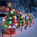 Upgraded 4 Pack Solar Christmas Tree Outdoor Christmas Decorations Lights, Solar Garden Decor Stake Lights Xmas Tree, Lights for Christmas Yard Patio House Decor  
