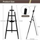 Adjustable Black Wooden Painting Easel, Pine Art Easel Stand Hold up to 43'', Painting Canvas for Wedding Sign and Poster, Drawing for Adults, Begginners and Students, Black, 22.5 x 33 x 59 inches