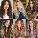 Clip in Hair Extensions, 20 Inches Wavy Synthetic Hair Extensions Clip ins, Long and Soft, for Women and Girls (Medium Brown Mixed Bleach Blonde)