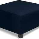 NeColorLife Square Ottoman Cover Large,Stretch Square Ottoman Covers Slipcover,Knitted Jacquard Cover for Storage Stool,Footstool Protection for Living Room,Navy Blue,Large (L Length&Width:35-44",Height:14-20")