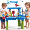 Auto 3-Tier Sand and Water Table with Pump, Summer Outdoor Beach Outside Backyard Activity Sensory Sand Water Table, Birthday Gifts for Toddler Boys Girls Ages 3 4 5 6 7 8, 8 inches x 17 inches x 14 inches