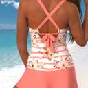 ROSEWE Two Piece Tankini Swimsuits for Women, Tummy Control Bathing Suit with Skirt, V-Neck Swimdress (Pink, M)
