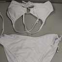 White Luxury Swimsuit, Women's Bikini Set Sexy Swimsuit Lace Up Tummy Control 2 Piece Bathing Suit, Large