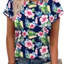 Alaroo Womens Summer Tops Short Sleeve Shirts Crew Neck Tshirt Cute Trendy Tunic Blouses (S-3XL) (L)