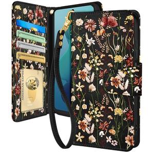 Toycamp for Moto G 5G 2024 Wallet Case with Wrist Strap - Leather Flip Folio Phone Case with RFID Blocking 4 Card Holder for Motorola G 5G 2024 Funda Cute Aesthetic for Women Ladies, Grow Flower