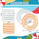 FYSUIMU 6Pcs Striped Inflatable Pool Floats Swim Rings PVC Pool Arm Floaties for Adults Summer Hawaiian Beach Party Decor (Blue, Orange)