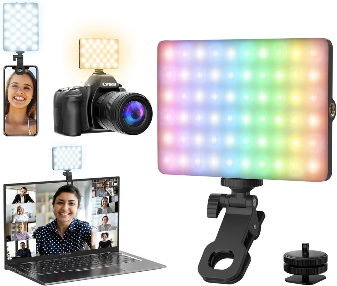 RGB Selfie Light for Phone - 90 LED 360 Full Color, CRI 95+ Dimmable 2500K-8500K, 3000mAh Video Light for iPhone iPad Laptop, Makeup, Vlog, TikTok, Video Conference