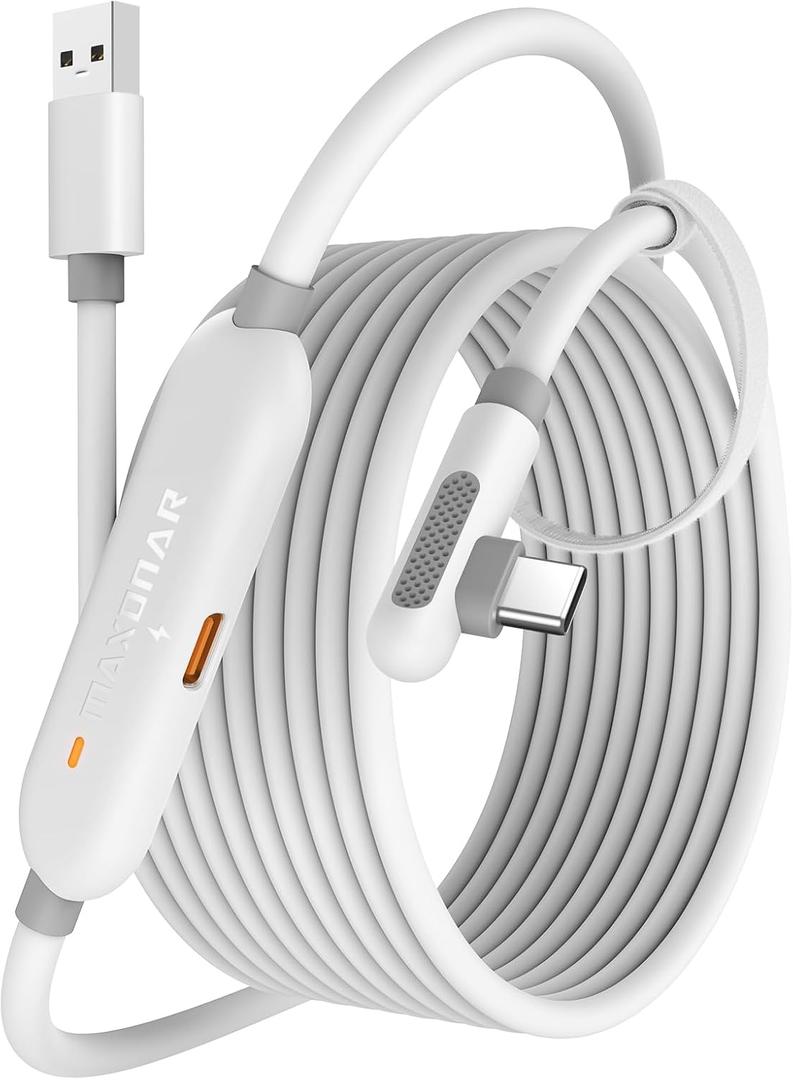 Maxonar Charging Link Cable 16FT  Charge While Playing, USB 3.0 Stable Data, Built to Replace Meta Link Cable White