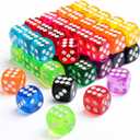50 Pieces Dice Set, 14mm Bulk 6 Sided Colored Dices for Board Games, Math Learning, Classroom