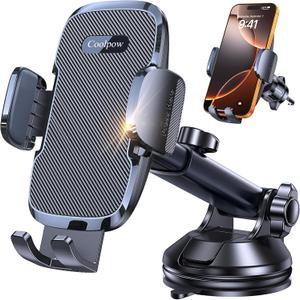 Coolpow Car Phone Holder MountStrongest Suction Universal 360 Dashboard Phone Holder for Car Jeep Truck Phone Mount Cell Phone Holders for Your Car Gifts for Mothers Day Him Her for iPhone Samsung