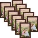 CRUGLA 4x6 Picture Frame Set of 11, Multi Rustic 4 by 6 Photo Frames Collage for Wall or Tabletop Display, Brown