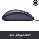 Logitech B100 Wired Mouse for Computer and Laptop, USB Corded Mouse, Right or Left Hand Use - Black