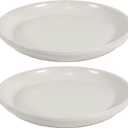 Sunnydaze 12-Inch Ceramic Plant Saucers - Plant Drip Trays for Outdoor Planter Flower Pot Drainage - Set of 2 - Pearl